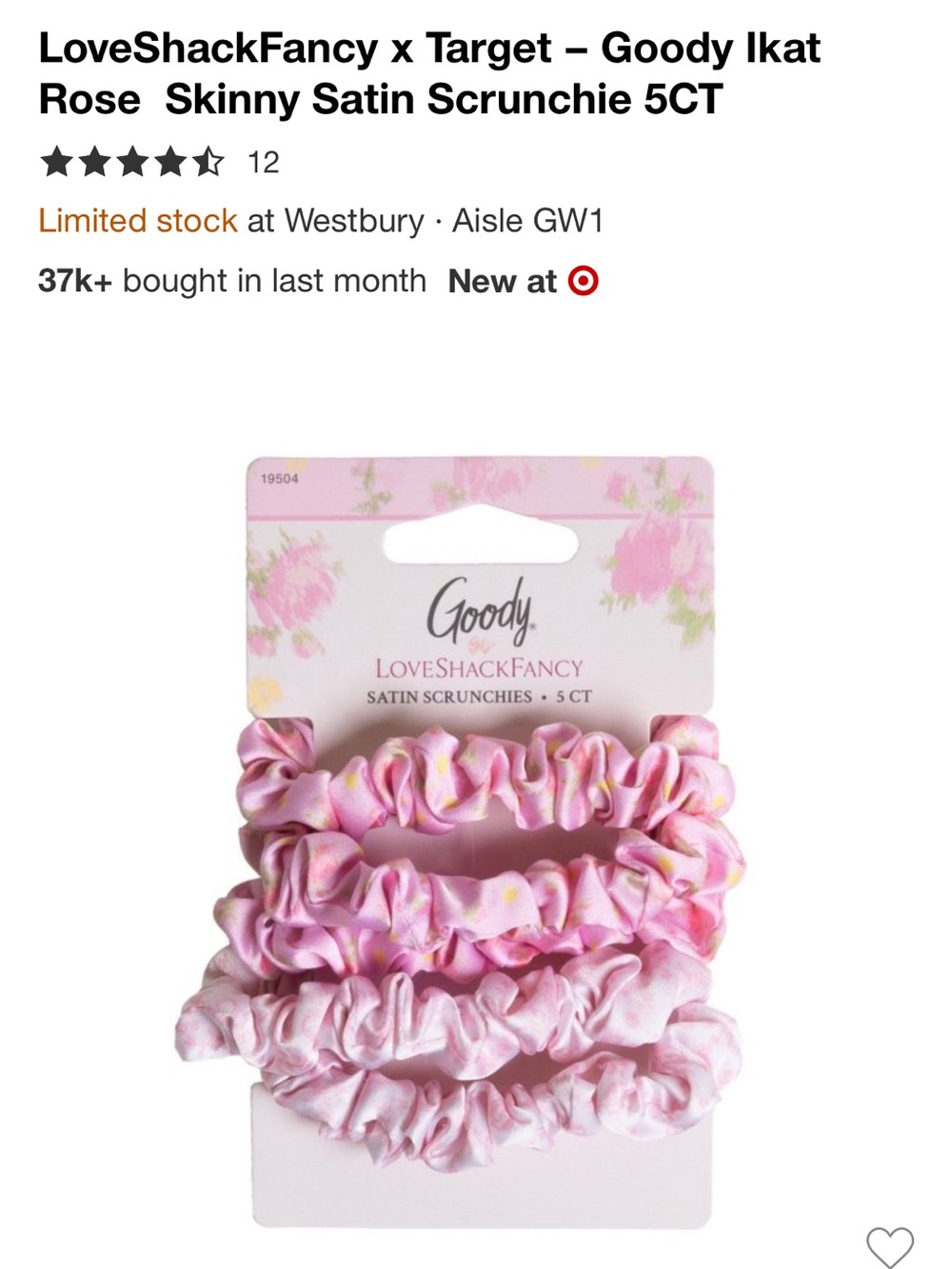 LoveShackFancy x Goody Pink Satin Floral Scrunchie Set
